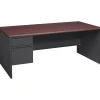 HON® 38000 Series Left Pedestal Desk 72"W, Mahogany/Charcoal, 29 1/2"H x 72"W x 36"D