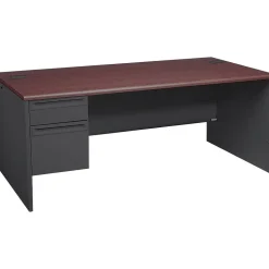 HON® 38000 Series Left Pedestal Desk 72"W, Mahogany/Charcoal, 29 1/2"H x 72"W x 36"D