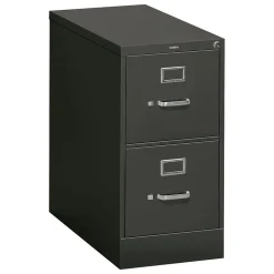 HON 310 Series Vertical File Cabinet, Letter, 2-Drawer, Charcoal, 26 1/2"D