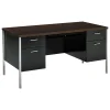 HON 34000 Series 60"W Double Pedestal Desk, Mocha/Black (HON34962MOP)