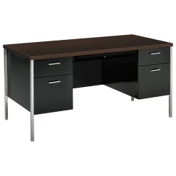 HON 34000 Series 60"W Double Pedestal Desk, Mocha/Black (HON34962MOP)