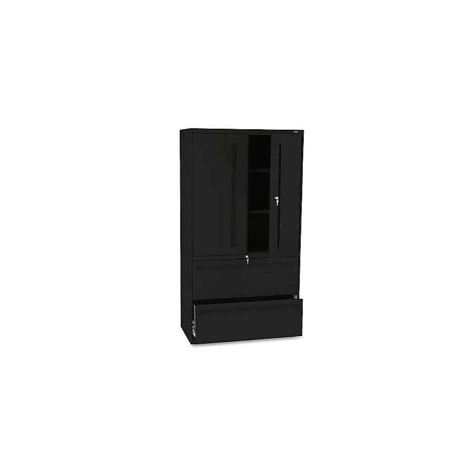 HON Brigade 700 Series 2 File Drawer Lateral File Cabinet, Locking, Letter/Legal, Black, 36"W (H785LS.L.P)