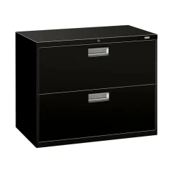 HON Brigade 600 Series 2-Drawer Lateral File Cabinet, Letter/Legal Size, Lockable, 28.38"H x 36"W x 19.25"D, Black (HON682LP)