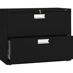 HON Brigade 600 Series 2-Drawer Lateral File Cabinet, Letter/Legal Size, Lockable, 28.38"H x 36"W x 19.25"D, Black (HON682LP)