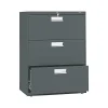 HON Brigade 600 Series 3-Drawer Lateral File Cabinet, Locking, Letter/Legal, Charcoal, 30"W (H673.L.S)