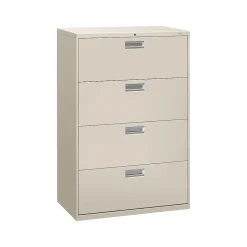 HON Brigade 600 Series 4-Drawer Lateral File Cabinet, Locking, Letter/Legal, Gray, 36"W (HON684LQ)