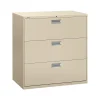 HON Brigade 600 Series 3-Drawer Lateral File Cabinet, Locking, Letter/Legal, Putty/Beige, 42"W (H693.L.L)