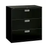 HON Brigade 600 Series 3-Drawer Lateral File Cabinet, Locking, Letter/Legal, Black, 42"W (H693.L.P)