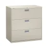 HON Brigade 600 Series 3-Drawer Lateral File Cabinet, Locking, Letter/Legal, Gray, 42"W (H693.L.Q)