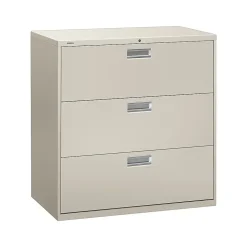 HON Brigade 600 Series 3-Drawer Lateral File Cabinet, Locking, Letter/Legal, Gray, 42"W (H693.L.Q)