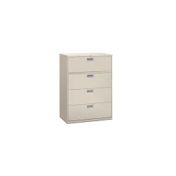 HON Brigade 600 Series 4-Drawer Lateral File Cabinet, Locking, Letter/Legal, Gray, 42"W (HON694LQ)