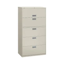 HON Brigade 600 Series 5-Drawer Lateral File Cabinet, Locking, Letter/Legal, Gray, 36"W (H685.L.Q)