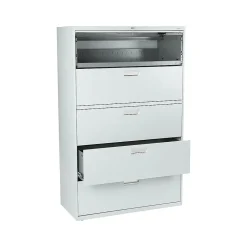 HON Brigade 600 Series 5-Drawer Lateral File Cabinet, Locking, Letter/Legal, Gray, 42