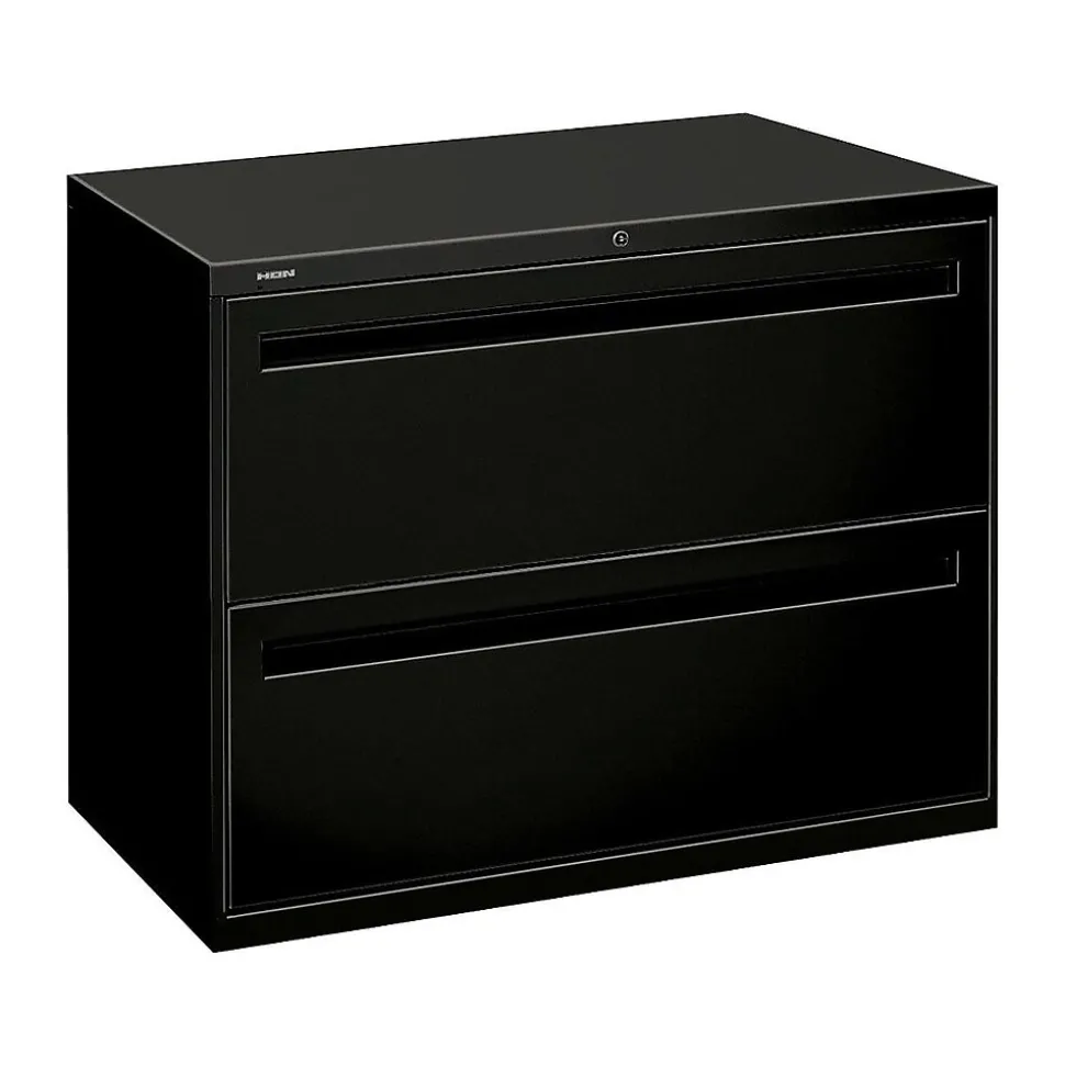 HON Brigade 700 Series 2-Drawer Lateral File Cabinet, Locking, Letter/Legal, Black, 36"W (H782LP)