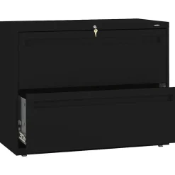 HON Brigade 700 Series 2-Drawer Lateral File Cabinet, Locking, Letter/Legal, Black, 36"W (H782LP)
