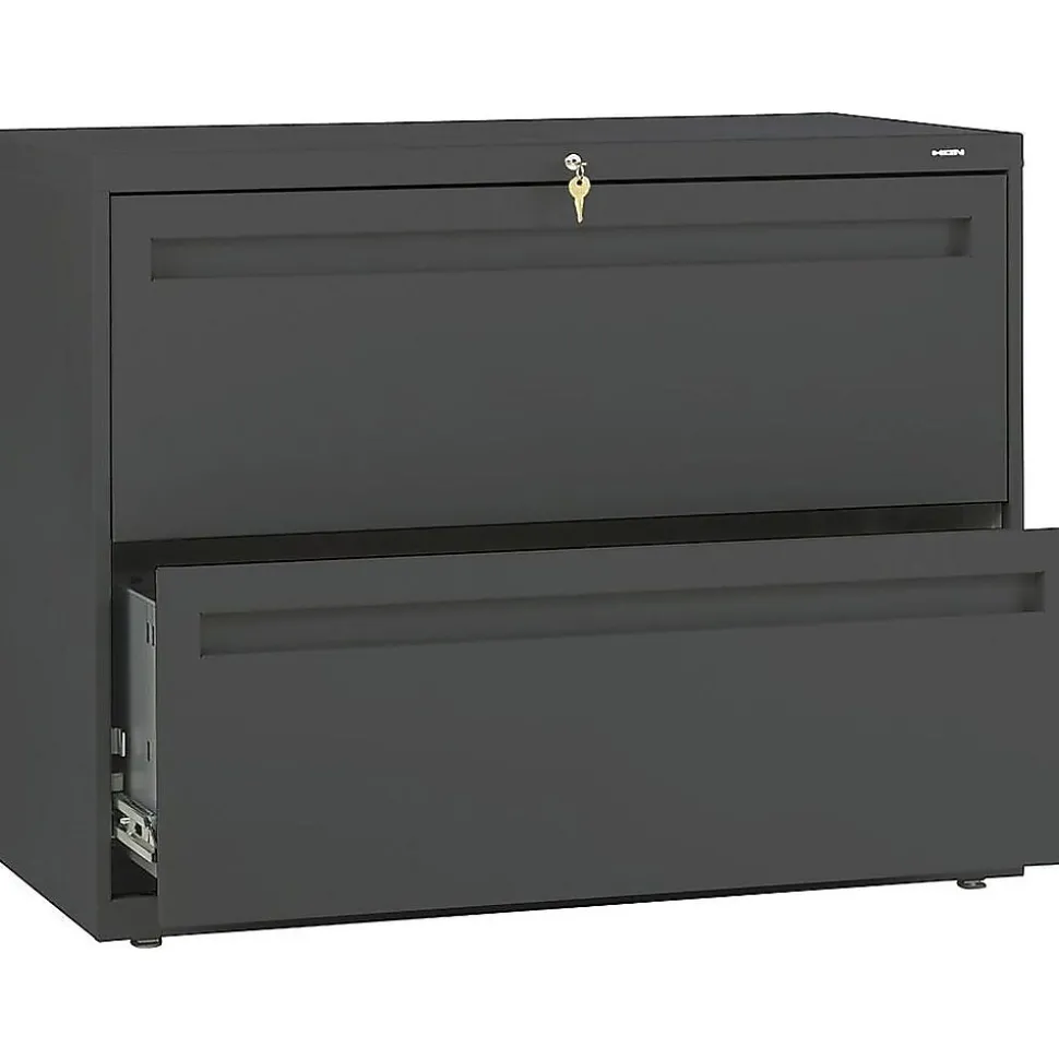 HON Brigade 700 Series 2-Drawer Lateral File Cabinet, Locking, Charcoal, Letter/Legal, 36"W (H782.L.S)