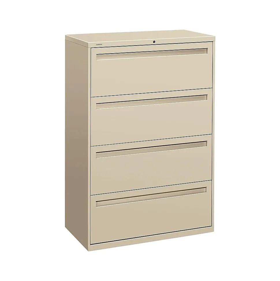 HON Brigade 700 Series 4-Drawer Lateral File Cabinet, Locking, Putty/Beige, Letter/Legal, 36"W (H784.L.L)