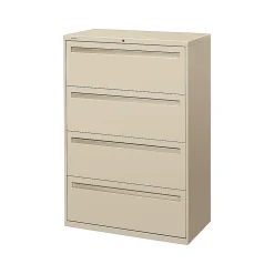 HON Brigade 700 Series 4-Drawer Lateral File Cabinet, Locking, Putty/Beige, Letter/Legal, 36"W (H784.L.L)