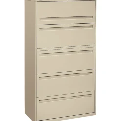 HON Brigade 700 Series 5-Drawer Lateral File Cabinet, Locking, Letter/Legal, Putty, 36" (HON-785LL)
