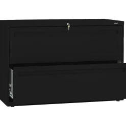HON Brigade 700 Series 2-Drawer Lateral File Cabinet, Locking, Black, Letter/Legal, 42"W (H792.L.P)