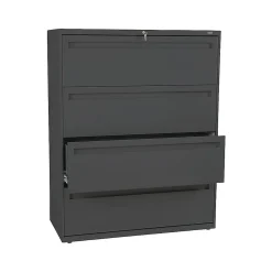 HON Brigade 700 Series 4-Drawer Lateral File Cabinet, Locking, Charcoal, Letter/Legal, 42"W (H794.L.S)
