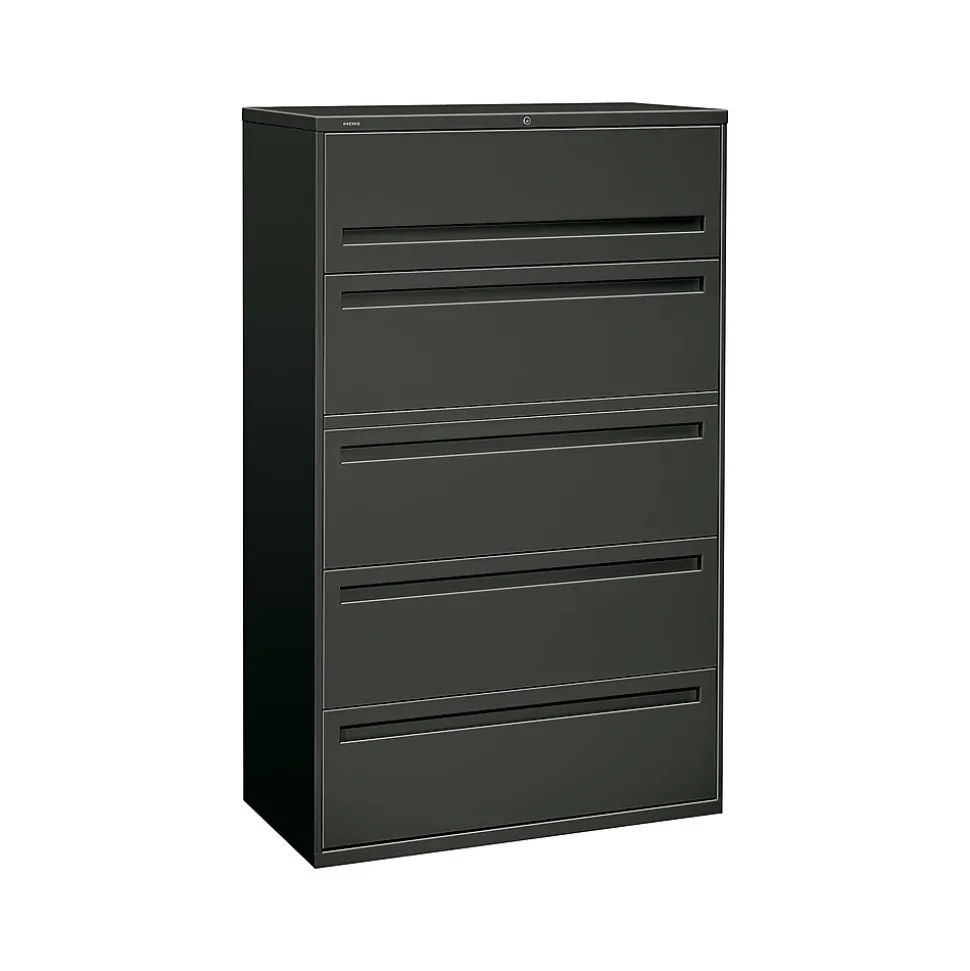 HON Brigade 700 Series 5-Drawer Lateral File Cabinet, Locking, Letter/Legal, Charcoal, 42"W (HON795LS)
