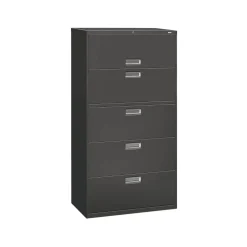 HON® Brigade 600 Series Lateral File Cabinet, A4/Legal/Letter, 5-Drawer, Charcoal, 19 1/4"D (685LS)