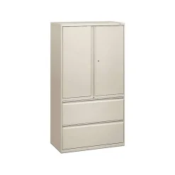 HON Brigade 800 Series Lateral File Cabinet, A4/Legal/Letter, 2-Drawer, Light Gray, 19 1/4"Depth