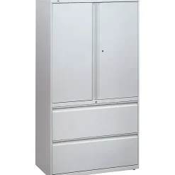 HON Brigade 800 Series Lateral File Cabinet, A4/Legal/Letter, 2-Drawer, Light Gray, 19 1/4