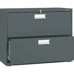 HON Brigade 600 Series Lateral File Cabinet, A4/Legal/Letter, 2-Drawer, Charcoal, 36"W