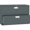 HON Brigade 600 Series Lateral File Cabinet, A4/Legal/Letter, 2-Drawer, Charcoal, 42"W