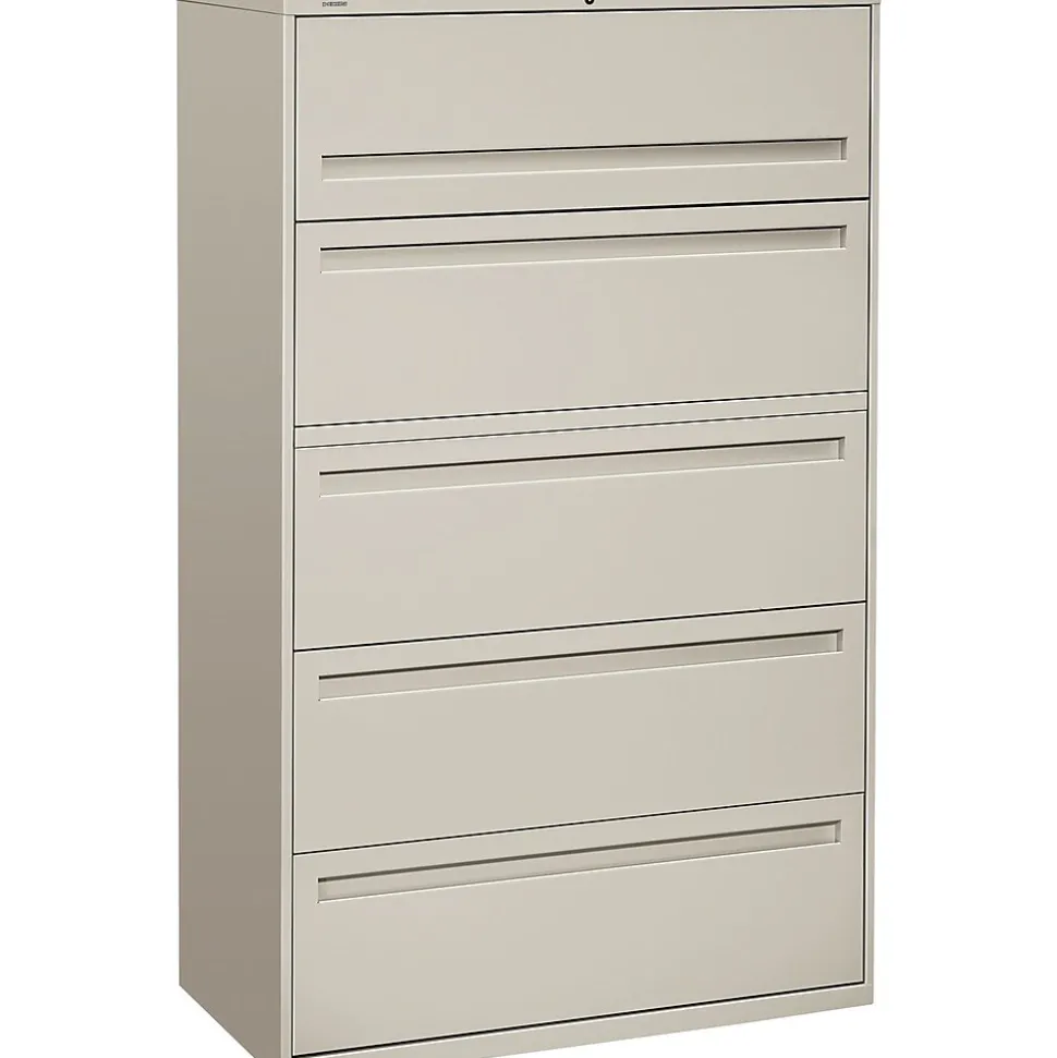 HON® Brigade 700 Series Lateral File, 5-Drawer, 64Hx42Wx19-1/4"D, Light Grey