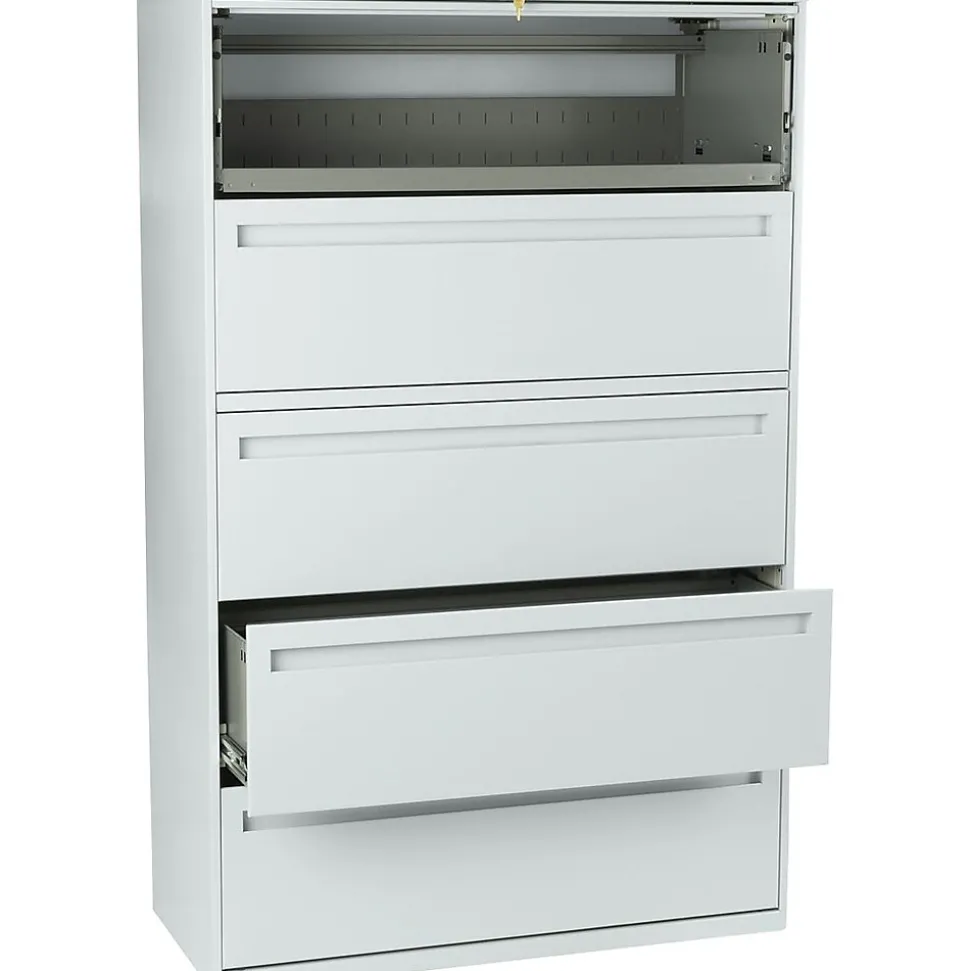HON® Brigade 700 Series Lateral File, 5-Drawer, 64Hx42Wx19-1/4"D, Light Grey