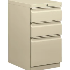 HON Brigade 3-Drawer Mobile Vertical File Cabinet, Letter Size, Lockable, 28"H x 15"W x 20"D, Putty (H33720RL)