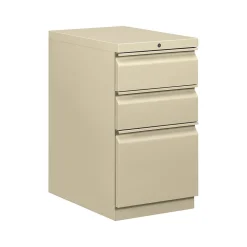 HON Brigade 3-Drawer Mobile Vertical File Cabinet, Letter Size, Lockable, 28"H x 15"W x 22.88"D, Putty (H33723RL)
