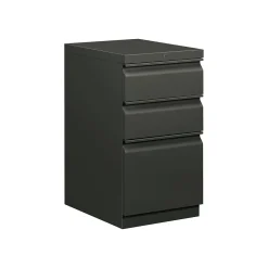 HON Brigade 3-Drawer Mobile Vertical File Cabinet, Letter Size, Lockable, 28"H x 15"W x 19.88"D, Charcoal (H33720RS)