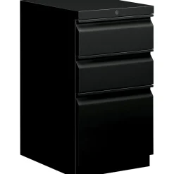 HON Brigade 3-Drawer Mobile Vertical File Cabinet, Letter Size, Lockable, 28"H x 15"W x 20"D, Black (H33720RP)