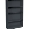 HON Brigade 59"H 4-Shelf Bookcase, Charcoal Metal (HONS60ABCS)