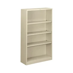 HON Brigade 4-Shelf Bookcase, 59"H x 34.5"W x 12.63"D, Putty Steel (S60ABCL)