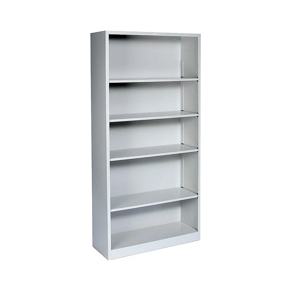 HON Brigade 5-Shelf 71"H Bookcase, Light Gray Steel (HS72ABCQ)