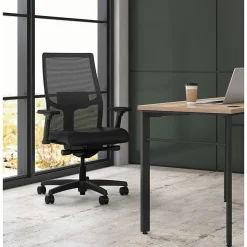 HON Ignition 2.0 Mesh/Vinyl Mid-Back Task Chair, Adjustable Arms, Black (HON12M2AMLU10TK)