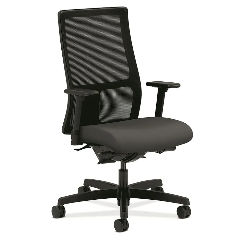 HON® Ignition® Mid-Back Office/Computer Chair, Adj Arms, Synchro-Tilt, Centurion Iron Ore Fabric (HONIW108CU19)