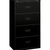 HON Lateral File, 4 Drawers, Molded Pull, 30"W, Black Finish (BSX434LP)