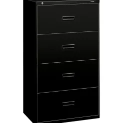 HON Lateral File, 4 Drawers, Molded Pull, 30"W, Black Finish (BSX434LP)