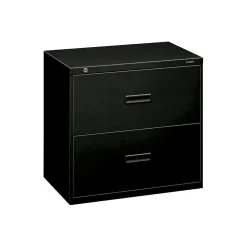 HON Lateral File, 2 Drawers, Molded Pull, 30"W, Black Finish (BSX432LP)