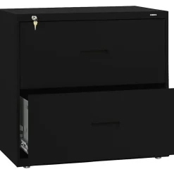HON Lateral File, 2 Drawers, Molded Pull, 30"W, Black Finish (BSX432LP)