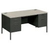 HON Metro Classic 60" Double Pedestal Desk, Gray/Charcoal (HP3262G2S)