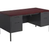 HON Metro Classic 60" Double Pedestal Desk, Mahogany/Charcoal (HONP3262NS)