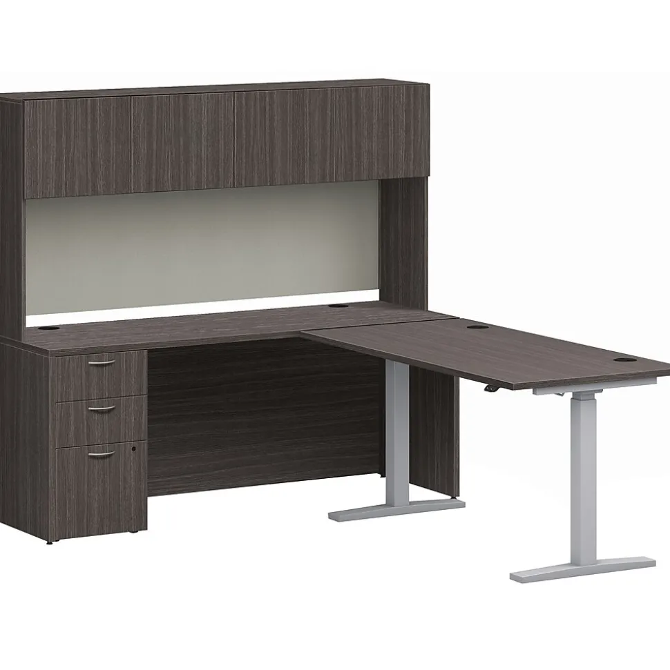 HON Mod 72" Executive Height-Adjustable Workstation with Storage, Slate Teak (HLPL8472HATHTCHSL1)