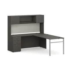 HON Mod 72" L-Shaped Executive Desk with Storage, Slate Teak (HLPL8472LDSKSL1ULEGS)